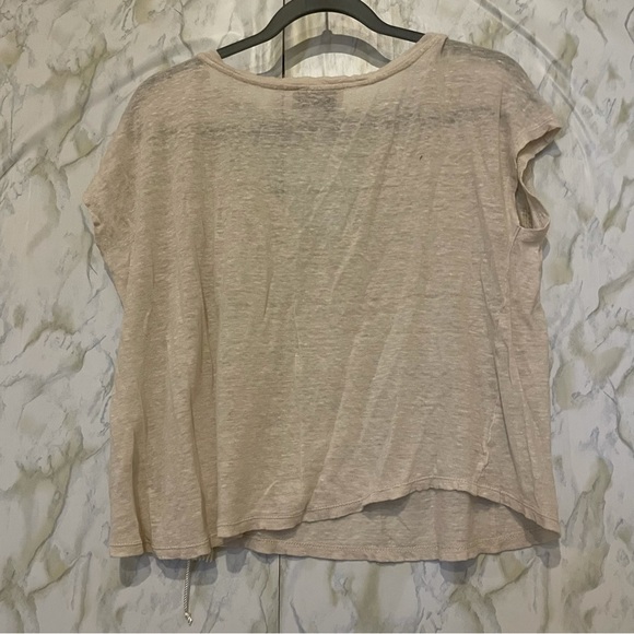 Highline collective 100% linen tee beige tan medium beads neutral short sleeve - Picture 9 of 11